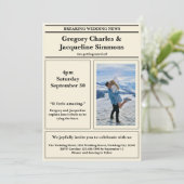 カスタムレトロエレガント新聞写真引用文結婚ズ 招待状 (スタンド正面)