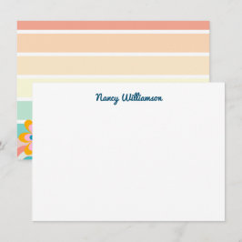 カスタムレトロカラフルキャンディパステルストライプズ ノートカード