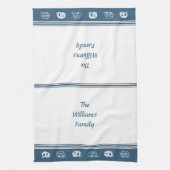 カスタムレトロキャンパーブルーとホワイト キッチンタオル (縦)