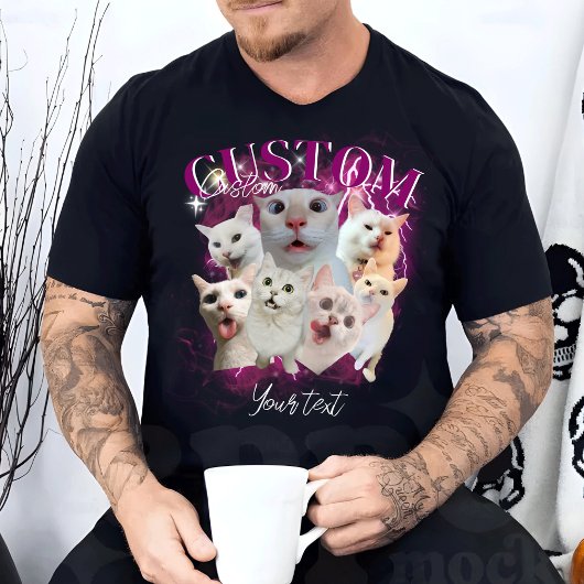 カスタムレトログラフィック90sペットブートレッグ tシャツ