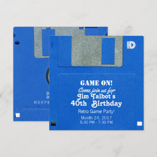 カスタムレトロゲームの誕生日招待状 フロッピーディスク 3.5 招待状