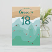 カスタムレトロサーフィン海18歳の誕生日 招待状 (スタンド正面)