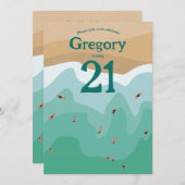 カスタムレトロサーフィン海21歳 招待状 (正面/裏面)