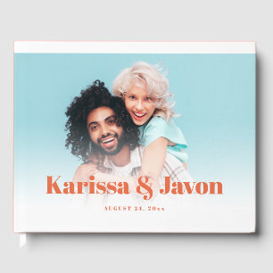 カスタムレトロスタイル写真の結婚ゲストブック ゲストブック