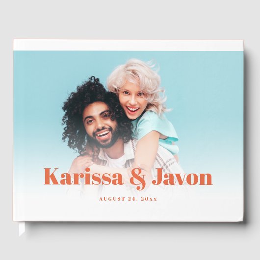 カスタムレトロスタイル写真の結婚ゲストブック ゲストブック (正面)