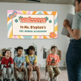 カスタムレトロスタイル歓迎先生教室 横断幕