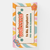 カスタムレトロスタイル歓迎先生教室 横断幕 (縦)