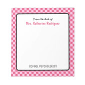 カスタムレトロチェックパターン学校心理学者 ノートパッド (正面)