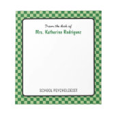 カスタムレトロチェックパターン学校心理学者 ノートパッド (正面)