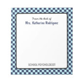 カスタムレトロチェックパターン学校心理学者 ノートパッド (正面)