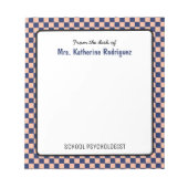 カスタムレトロチェックパターン学校心理学者 ノートパッド (正面)