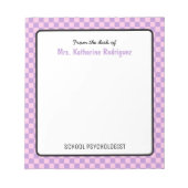 カスタムレトロチェックパターン学校心理学者 ノートパッド (正面)