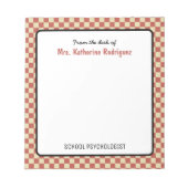 カスタムレトロチェックパターン学校心理学者 ノートパッド (正面)