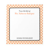 カスタムレトロチェックパターン学校心理学者 ノートパッド (正面)