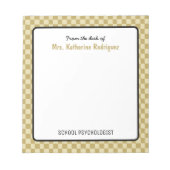 カスタムレトロチェックパターン学校心理学者 ノートパッド (正面)