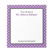 カスタムレトロチェックパターン学校心理学者 ノートパッド (正面)