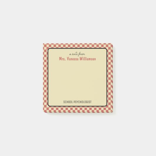 カスタムレトロチェックパターン学校心理学者 ポストイット (正面)