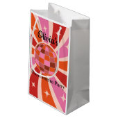 カスタムレトロディスコボール独身最後のパーティー スモールペーパーバッグ (裏面アングル)