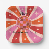 カスタムレトロディスコボール独身最後の宴会 ペーパープレート (正面)