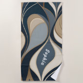 カスタムレトロパーソナライズされたブルーウェーブバチェロレッテ ビーチタオル (正面)