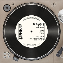 カスタムレトロフェイクレコード音楽卒業 招待状