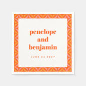 カスタムレトロブライト縁どオレ結婚ンジの名前 スタンダードカクテルナプキン (正面)