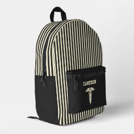 カスタムレトロブラックストライプ プリントバックパック