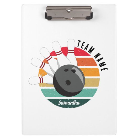 カスタムレトロボーリングピンのチームとプレイヤー名 クリップボード (正面)