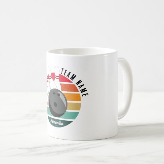カスタムレトロボーリングピンのチームとプレイヤー名 コーヒーマグカップ (正面右)