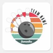 カスタムレトロボーリングピンのチームとプレイヤー名 スクエアシール (正面)