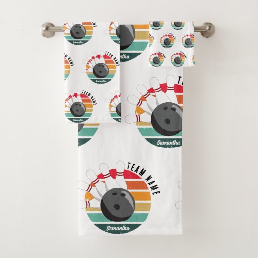 カスタムレトロボーリングピンのチームとプレイヤー名 バスタオルセット (インサイチュ)