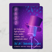 カスタムレトロマイク付きジャズ招待状 招待状 (正面/裏面)