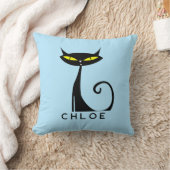 カスタムレトロミッドセンチュリーモダンアトミックブラックキャット クッション (ブランケット)