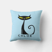 カスタムレトロミッドセンチュリーモダンアトミックブラックキャット クッション (裏面)