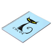 カスタムレトロミッドセンチュリーモダンアトミックブラックキャット ノートブック (左側)