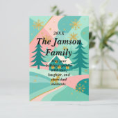 カスタムレトロモダンホリデーカードカラフル- 出欠カード (スタンド正面)