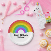 カスタムレトロレインボー&クラウド ペーパープレート (パーティー)