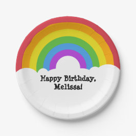 カスタムレトロレインボー&クラウド ペーパープレート