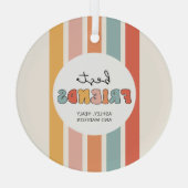 カスタムレトロ友最高の人BFFsかわいいベスティーズのギフト ガラスオーナメント (裏面)