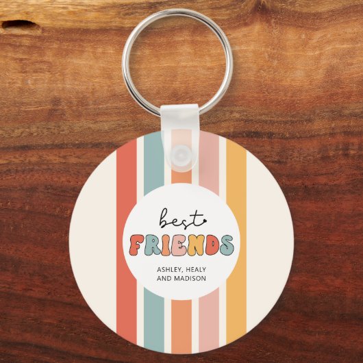 カスタムレトロ友最高の人BFFsかわいいベスティーズのギフト キーホルダー (正面)
