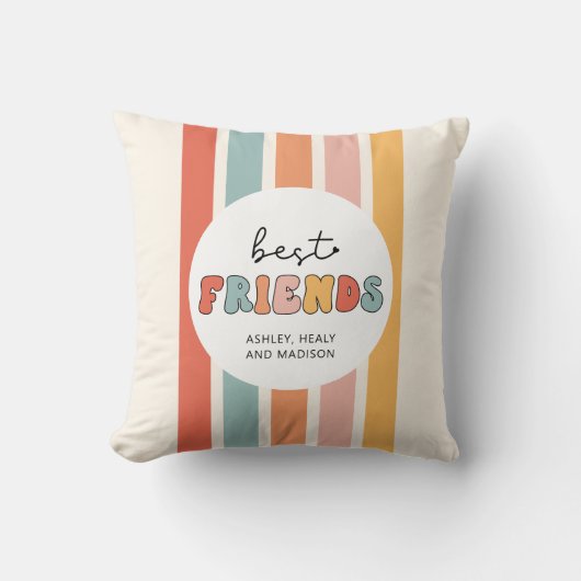 カスタムレトロ友最高の人BFFsかわいいベスティーズのギフト クッション (正面)