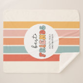 カスタムレトロ友最高の人BFFsかわいいベスティーズのギフト シェルパブランケット (正面(横))