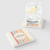 カスタムレトロ友最高の人BFFsかわいいベスティーズのギフト ストーンコースター (横)