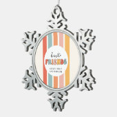 カスタムレトロ友最高の人BFFsかわいいベスティーズのギフト スノーフレークピューターオーナメント (右)