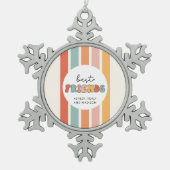 カスタムレトロ友最高の人BFFsかわいいベスティーズのギフト スノーフレークピューターオーナメント (正面)