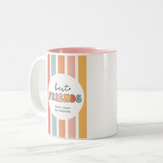カスタムレトロ友最高の人BFFsかわいいベスティーズのギフト ツートーンマグカップ (正面左)