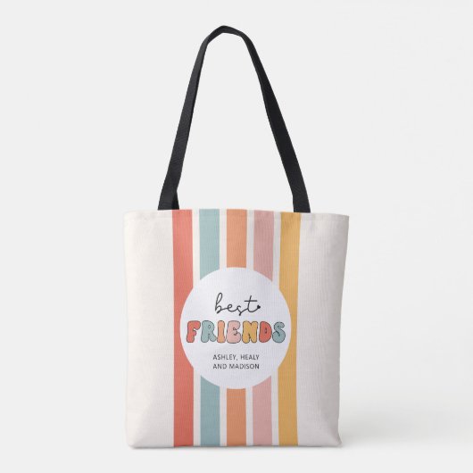 カスタムレトロ友最高の人BFFsかわいいベスティーズのギフト トートバッグ (裏面)