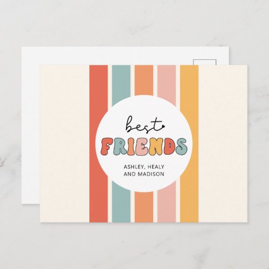 カスタムレトロ友最高の人BFFsかわいいベスティーズのギフト ポストカード (正面/裏面)