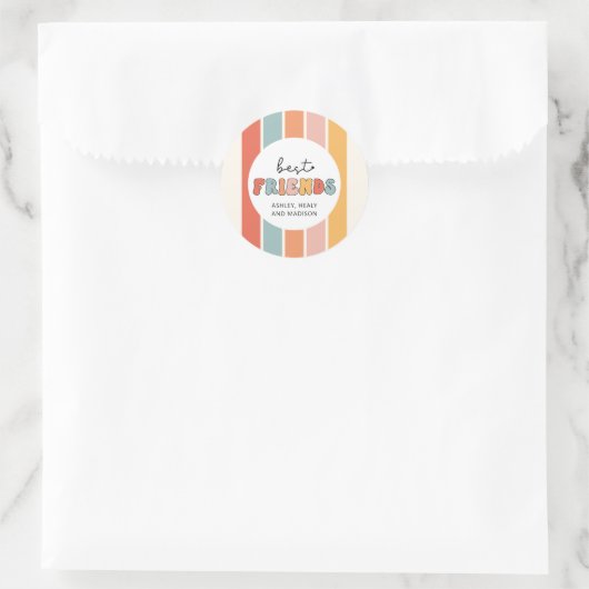 カスタムレトロ友最高の人BFFsかわいいベスティーズのギフト ラウンドシール (バッグ)