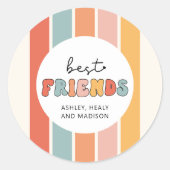 カスタムレトロ友最高の人BFFsかわいいベスティーズのギフト ラウンドシール (正面)